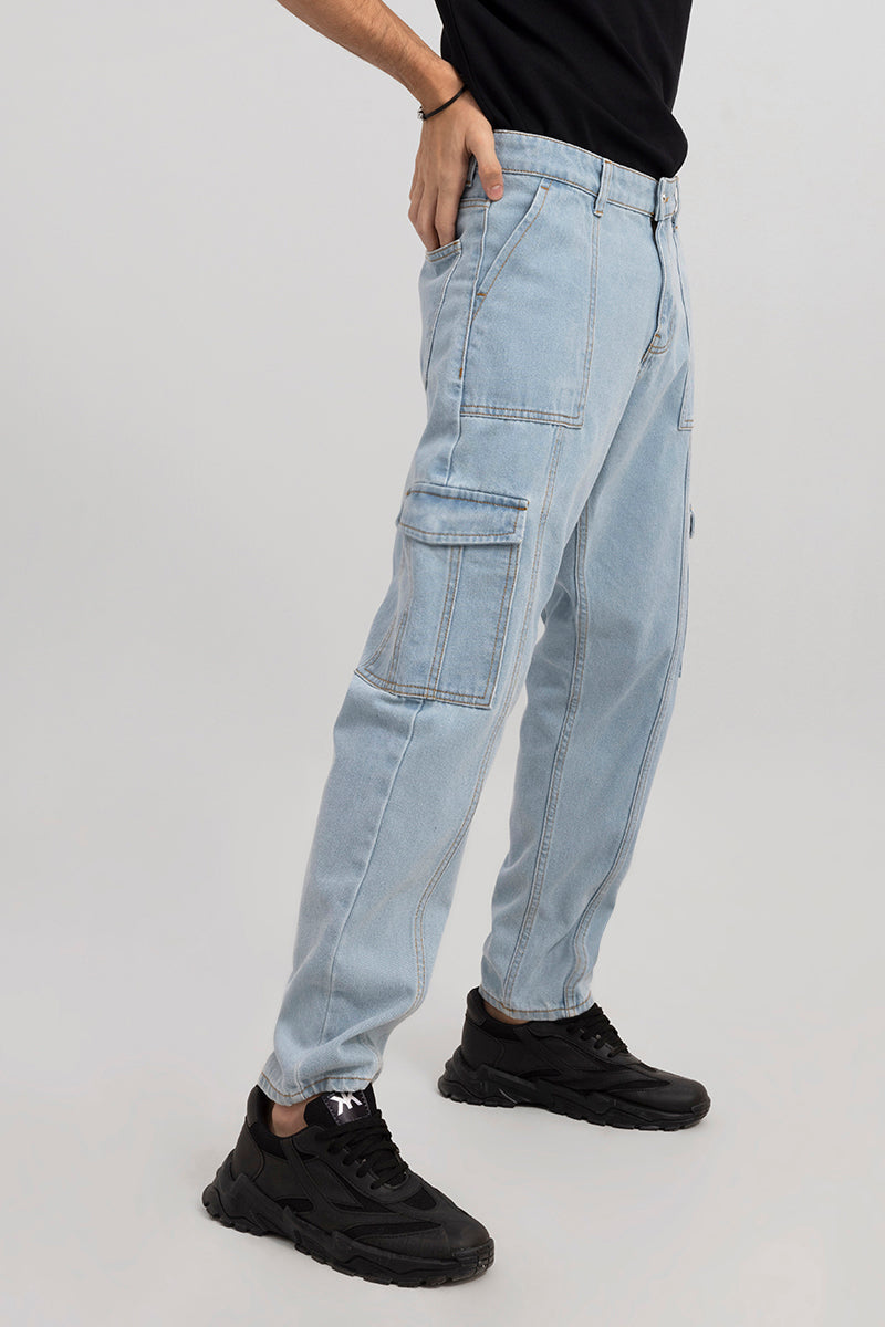 Labakihah Cargo Pants for Men Men's Fashion Casual Solid Denim Straight  Pants Zipper Fly Pocket Jeans Trousers Light Blue S - Walmart.com